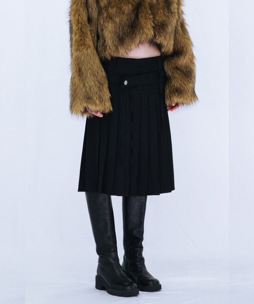 VIAVANDA（ヴィアヴァンダ）の「PLEATED MIDI SKIRT（スカート・レディース・ブラック/グレー・FREE）」の8枚目の写真