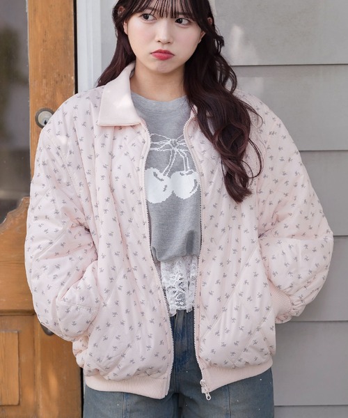 ems excite（エムズエキサイト）の「リブカラーキルティングJK（その他アウター・レディース・ピンク系その他/ブラック/ナチュラル/ベージュ・FREE）」の4枚目の写真