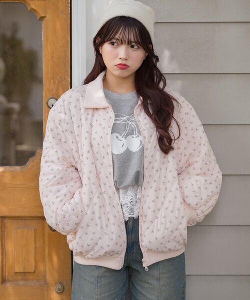 ems excite（エムズエキサイト）の「リブカラーキルティングJK（その他アウター・レディース・ピンク系その他/ブラック/ナチュラル/ベージュ・FREE）」の5枚目の写真