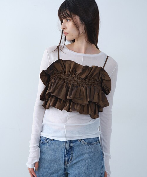 CODE A(コードエー)の「frill design bustier(シャツ/ブラウス・レディース・ダークブラウン/ブラック・00)」の3枚目の写真