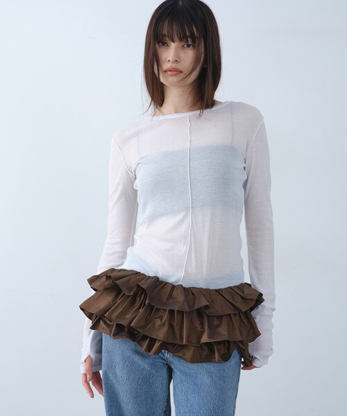 CODE A(コードエー)の「frill design bustier(シャツ/ブラウス・レディース・ダークブラウン/ブラック・00)」の8枚目の写真