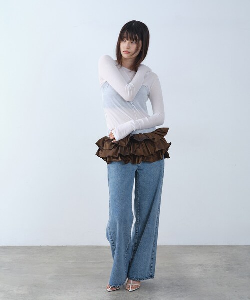 CODE A(コードエー)の「frill design bustier(シャツ/ブラウス・レディース・ダークブラウン/ブラック・00)」の9枚目の写真