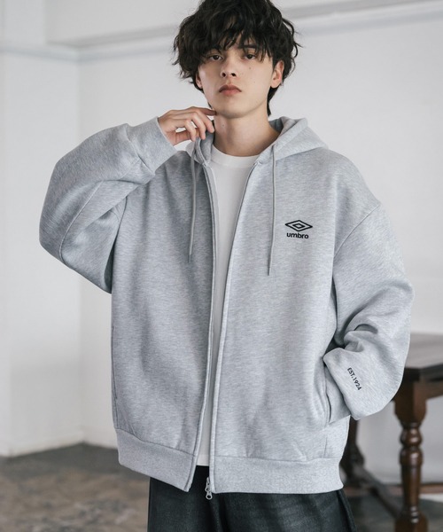 UMBRO 別注コラボオーバーサイズ裏起毛ワンポイントロゴ刺繍フルジップ