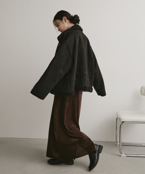 Aunt Marie's（アントマリーズ）の「フェイクムートンリバーシブルファージャケット（その他アウター・レディース・ブラック/アイボリー/ブラウン・FREE）」の18枚目の写真