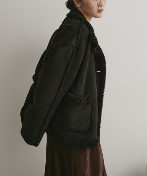 Aunt Marie's（アントマリーズ）の「フェイクムートンリバーシブルファージャケット（その他アウター・レディース・ブラック/アイボリー/ブラウン・FREE）」の13枚目の写真