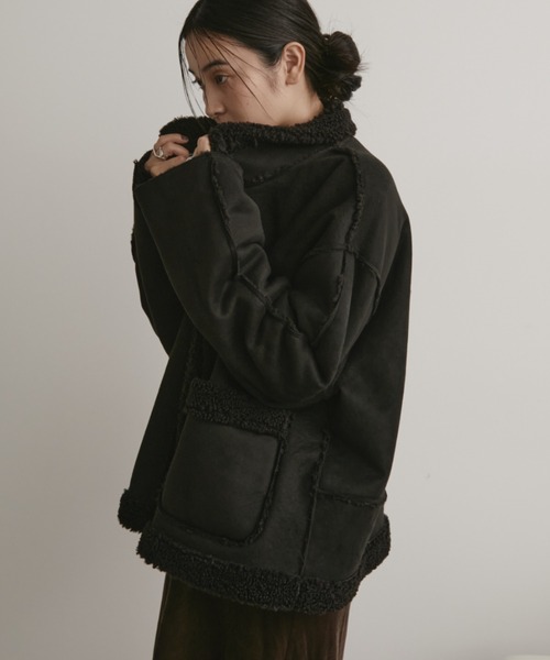 Aunt Marie's（アントマリーズ）の「フェイクムートンリバーシブルファージャケット（その他アウター・レディース・ブラック/アイボリー/ブラウン・FREE）」の12枚目の写真