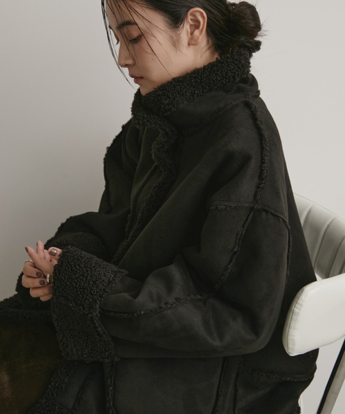 Aunt Marie's（アントマリーズ）の「フェイクムートンリバーシブルファージャケット（その他アウター・レディース・ブラック/アイボリー/ブラウン・FREE）」の14枚目の写真