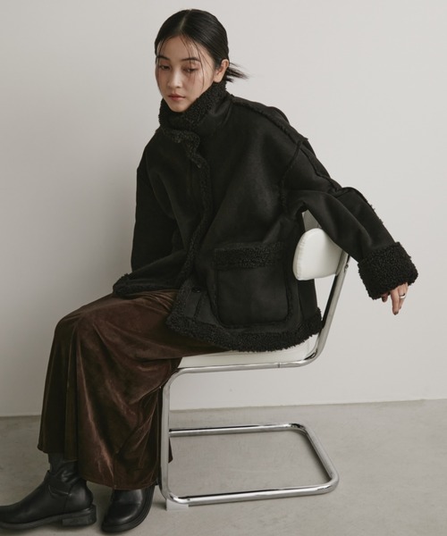 Aunt Marie's（アントマリーズ）の「フェイクムートンリバーシブルファージャケット（その他アウター・レディース・ブラック/アイボリー/ブラウン・FREE）」の16枚目の写真