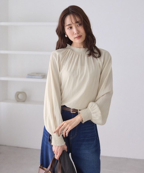 ROPE' PICNIC（ロペピクニック）の「シャーリングカラーブラウス/2WAY（シャツ/ブラウス・レディース・キナリ/オフホワイト/ブラウン/ブラック・FREE）」の16枚目の写真