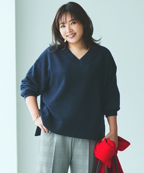 アンフィーロ【野呂佳代さん着用】カシミヤブレンド Vネックニット¥10,990 野呂佳代さん着用】カシミヤブレンド Vネックニット（ニット/セーター