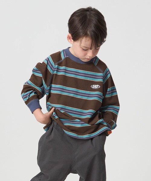 UNIVERSAL OVERALL（ユニバーサルオーバーオール）の「【別注】＜UNIVERSAL OVERALL＞ボーダー プルオーバー / キッズ  100cm-130cm（Tシャツ/カットソー・キッズ・ベージュ/ブラウン系・XS(100-110cm)/S(120-130cm)）」の14枚目の写真