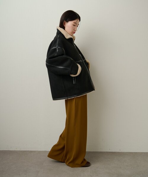 Omekashi（オメカシ）の「フェイクムートンショートコート（ムートンコート・レディース・ブラック/ホワイト系その他・FREE）」の4枚目の写真