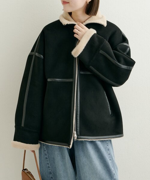 Omekashi（オメカシ）の「フェイクムートンショートコート（ムートンコート・レディース・ブラック/ホワイト系その他・FREE）」の6枚目の写真