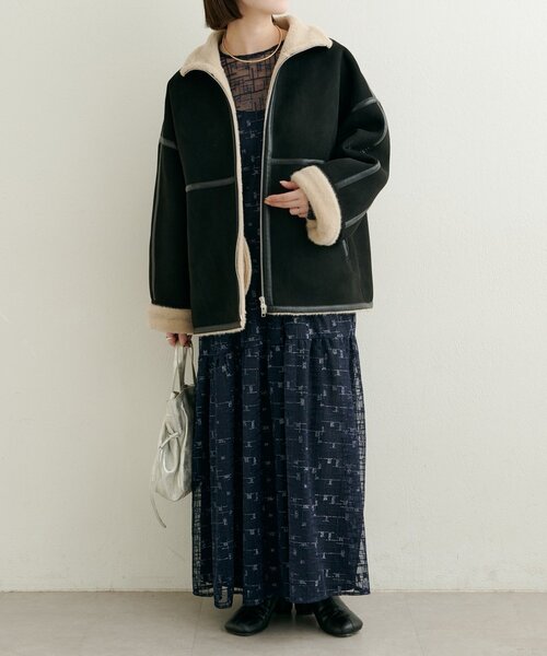 Omekashi（オメカシ）の「フェイクムートンショートコート（ムートンコート・レディース・ブラック/ホワイト系その他・FREE）」の8枚目の写真