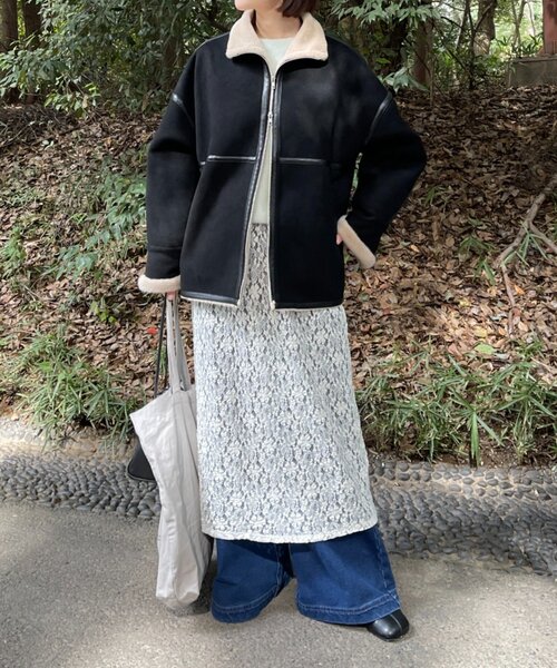 Omekashi（オメカシ）の「フェイクムートンショートコート（ムートンコート・レディース・ブラック/ホワイト系その他・FREE）」の11枚目の写真