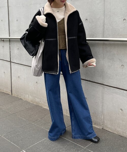 Omekashi（オメカシ）の「フェイクムートンショートコート（ムートンコート・レディース・ブラック/ホワイト系その他・FREE）」の13枚目の写真