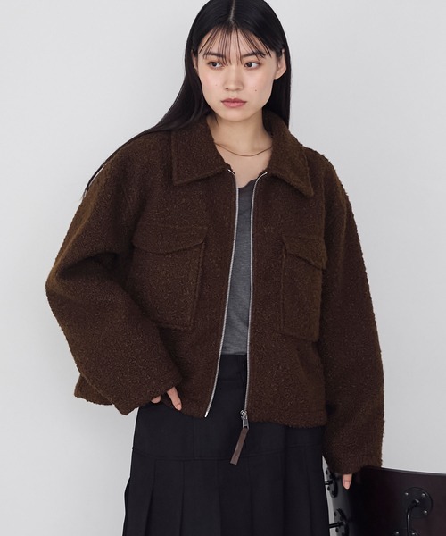 forksy.(フォルクシー)の「【forksy.】ブークレジップアップビッグポケットジャケット(その他アウター・レディース・ライトグレー/ブラウン/ブラック・FREE)」の3枚目の写真