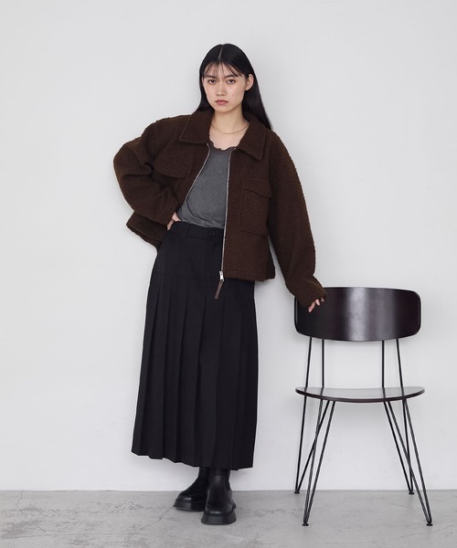 forksy.(フォルクシー)の「【forksy.】ブークレジップアップビッグポケットジャケット(その他アウター・レディース・ライトグレー/ブラウン/ブラック・FREE)」の7枚目の写真