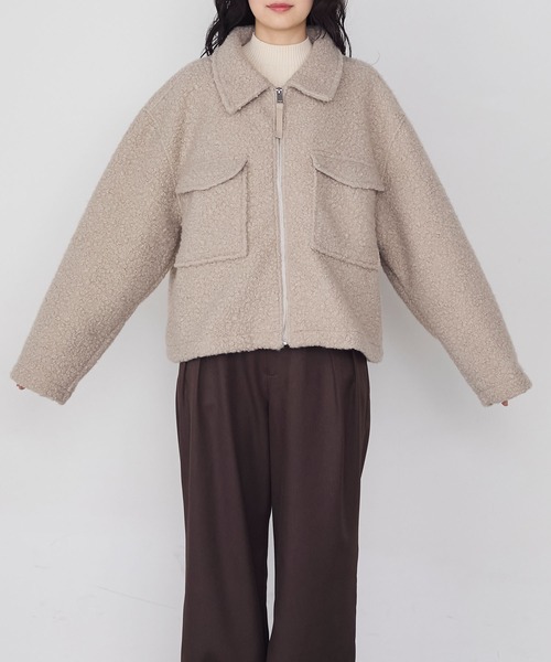 セール】【forksy.】ブークレジップアップビッグポケットジャケット