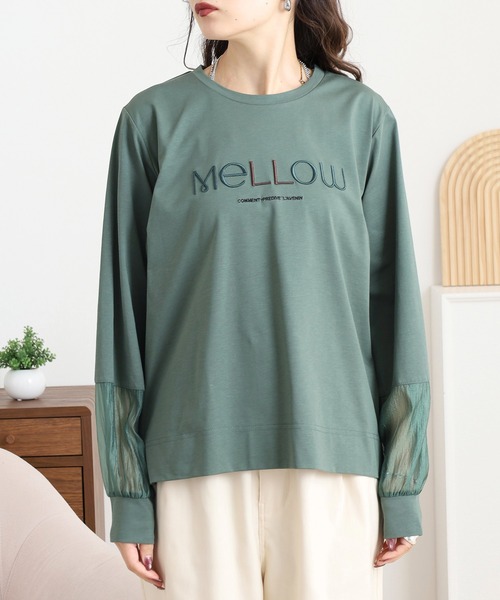 Anna Nicola(アンナニコラ)の「Anna Nicola 袖シアーロゴ刺繍カットソー(Tシャツ/カットソー・レディース・グリーン/カーキ/ブラック・38)」の18枚目の写真