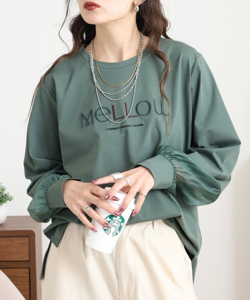 Anna Nicola(アンナニコラ)の「Anna Nicola 袖シアーロゴ刺繍カットソー(Tシャツ/カットソー・レディース・グリーン/カーキ/ブラック・38)」の15枚目の写真