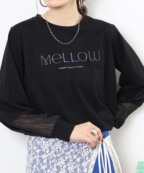 Anna Nicola(アンナニコラ)の「Anna Nicola 袖シアーロゴ刺繍カットソー(Tシャツ/カットソー・レディース・グリーン/カーキ/ブラック・38)」の5枚目の写真