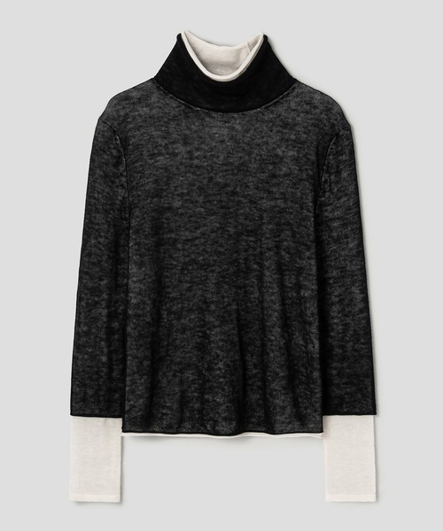 anggae(アンゲ)の「anggae/アンゲ LAYERED TWO TONE TURTLENECK ウール タートルネック ニットレイヤードトップス 冬服(ニット/セーター・レディース・ブラック/イエロー/ピンク・S/M)」の8枚目の写真