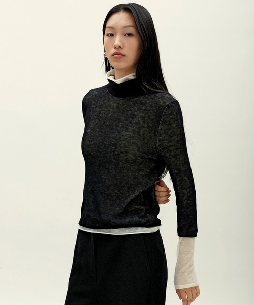 anggae(アンゲ)の「anggae/アンゲ LAYERED TWO TONE TURTLENECK ウール タートルネック ニットレイヤードトップス 冬服(ニット/セーター・レディース・ブラック/イエロー/ピンク・S/M)」の19枚目の写真