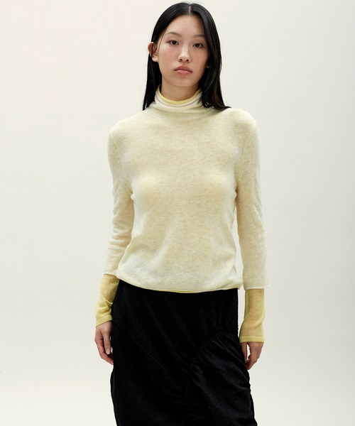 anggae(アンゲ)の「anggae/アンゲ LAYERED TWO TONE TURTLENECK ウール タートルネック ニットレイヤードトップス 冬服(ニット/セーター・レディース・ブラック/イエロー/ピンク・S/M)」の18枚目の写真
