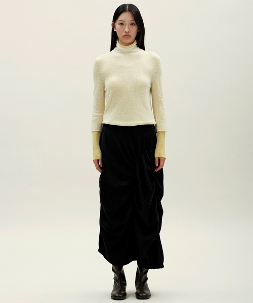 anggae(アンゲ)の「anggae/アンゲ LAYERED TWO TONE TURTLENECK ウール タートルネック ニットレイヤードトップス 冬服(ニット/セーター・レディース・ブラック/イエロー/ピンク・S/M)」の5枚目の写真