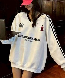 SpRay（スプレイ）の「袖ラインスポーツロゴVネックロンT（Tシャツ/カットソー）」