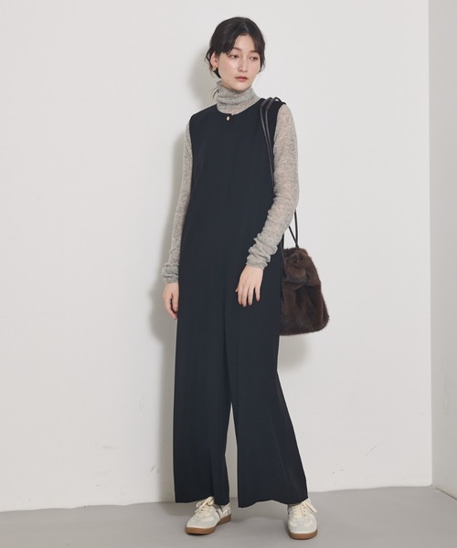 qualite（カリテ）の「【オールシーズン大活躍】ダブルサテンオールインワン/秋服/冬服/オケージョン/パーティ（つなぎ/オールインワン・レディース・ブラック・38/36）」の6枚目の写真