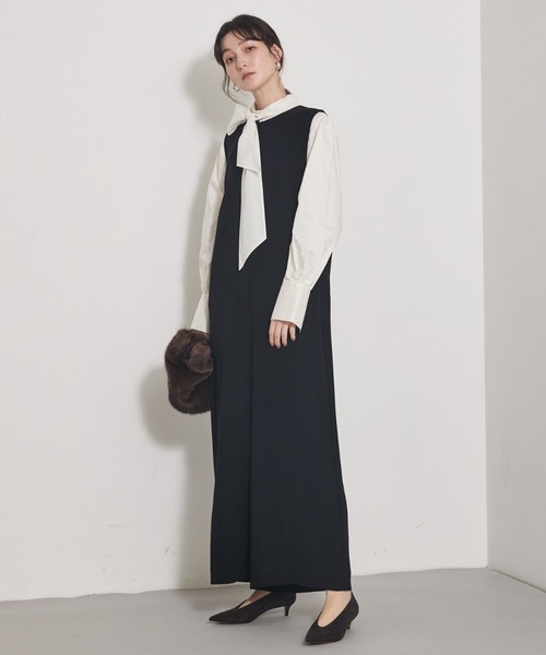 qualite（カリテ）の「【オールシーズン大活躍】ダブルサテンオールインワン/秋服/冬服/オケージョン/パーティ（つなぎ/オールインワン・レディース・ブラック・38/36）」の3枚目の写真