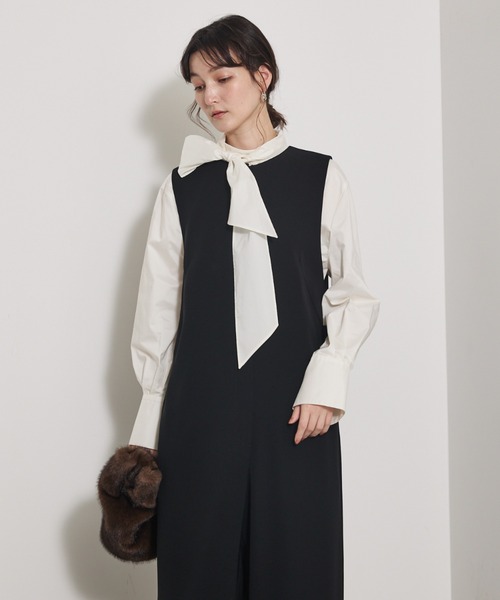 qualite（カリテ）の「【オールシーズン大活躍】ダブルサテンオールインワン/秋服/冬服/オケージョン/パーティ（つなぎ/オールインワン・レディース・ブラック・38/36）」の4枚目の写真