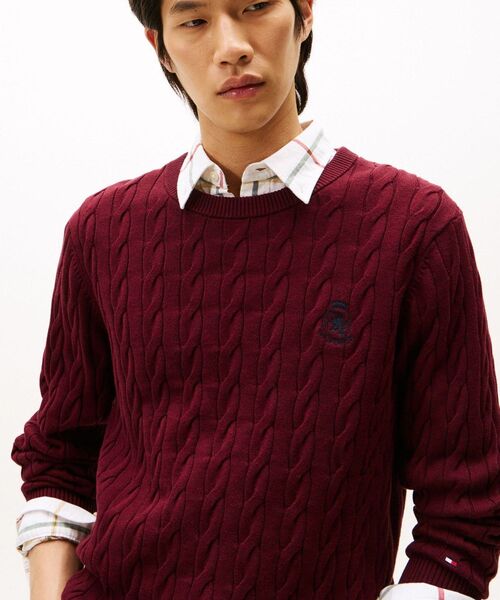 TOMMY HILFIGER（トミーヒルフィガー）の「クラシックコットンケーブルクレストクルーネックセーター（ニット/セーター・メンズ・バーガンディー/ホワイト/イエロー× ブルー/ブラウン系その他6/グリーン/ネイビー・SMALL/LARGE/MEDIUM/X-LARGE）」の18枚目の写真