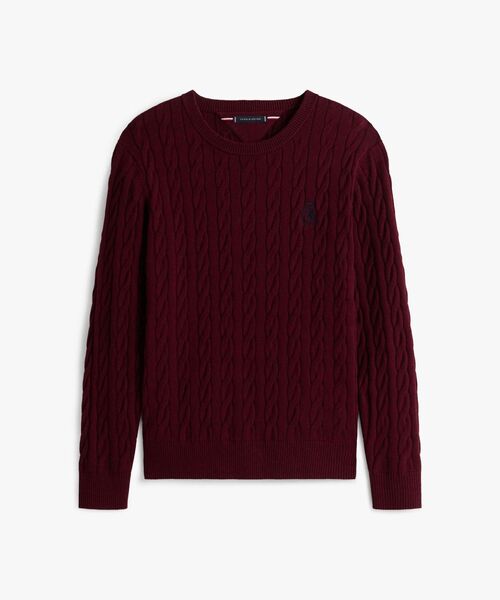 TOMMY HILFIGER（トミーヒルフィガー）の「クラシックコットンケーブルクレストクルーネックセーター（ニット/セーター・メンズ・バーガンディー/ホワイト/イエロー× ブルー/ブラウン系その他6/グリーン/ネイビー・SMALL/LARGE/MEDIUM/X-LARGE）」の15枚目の写真