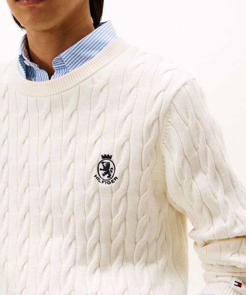TOMMY HILFIGER（トミーヒルフィガー）の「クラシックコットンケーブルクレストクルーネックセーター（ニット/セーター・メンズ・バーガンディー/ホワイト/イエロー× ブルー/ブラウン系その他6/グリーン/ネイビー・SMALL/LARGE/MEDIUM/X-LARGE）」の14枚目の写真