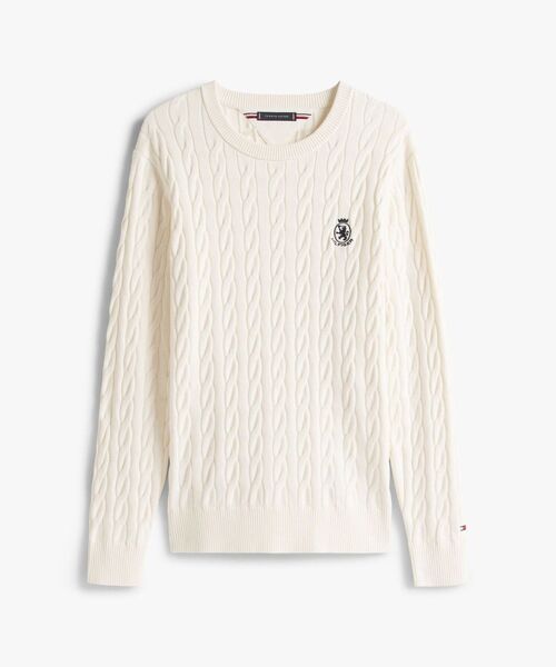 TOMMY HILFIGER（トミーヒルフィガー）の「クラシックコットンケーブルクレストクルーネックセーター（ニット/セーター・メンズ・バーガンディー/ホワイト/イエロー× ブルー/ブラウン系その他6/グリーン/ネイビー・SMALL/LARGE/MEDIUM/X-LARGE）」の11枚目の写真