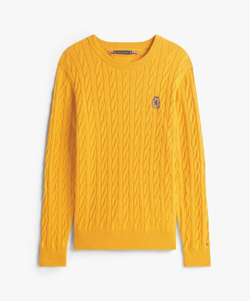 TOMMY HILFIGER（トミーヒルフィガー）の「クラシックコットンケーブルクレストクルーネックセーター（ニット/セーター・メンズ・バーガンディー/ホワイト/イエロー× ブルー/ブラウン系その他6/グリーン/ネイビー・SMALL/LARGE/MEDIUM/X-LARGE）」の7枚目の写真