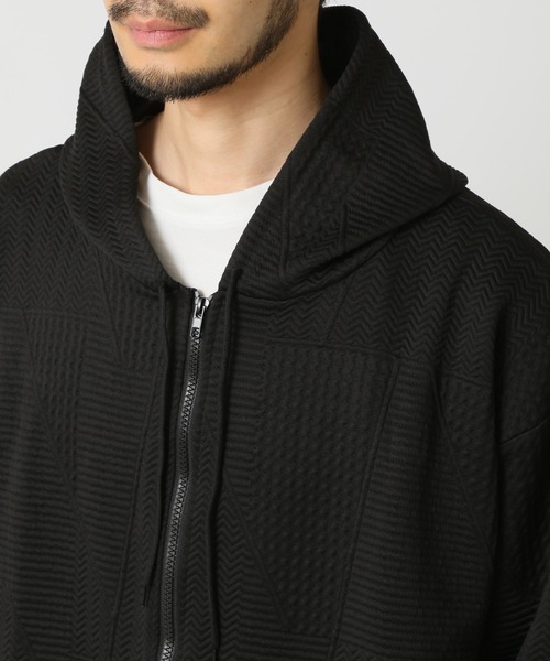 ARCADE（アーケード）の「ジャガード織り ゆったり ジップパーカー（パーカー・メンズ・ホワイト/ブラック・S/M/L/XL/2XL）」の14枚目の写真