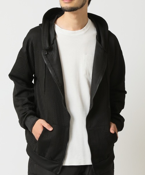 ARCADE（アーケード）の「ジャガード織り ゆったり ジップパーカー（パーカー・メンズ・ホワイト/ブラック・S/M/L/XL/2XL）」の11枚目の写真