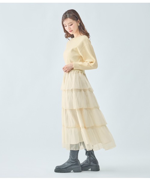 PEACH JOHN(ピーチジョン)の「ティアードコンビニットワンピース(ワンピース・レディース・アイボリー/ブラック・ONE SIZE)」の3枚目の写真