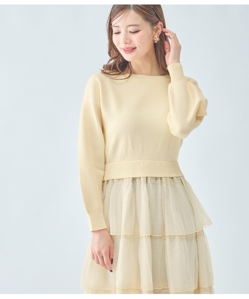 PEACH JOHN(ピーチジョン)の「ティアードコンビニットワンピース(ワンピース・レディース・アイボリー/ブラック・ONE SIZE)」の6枚目の写真