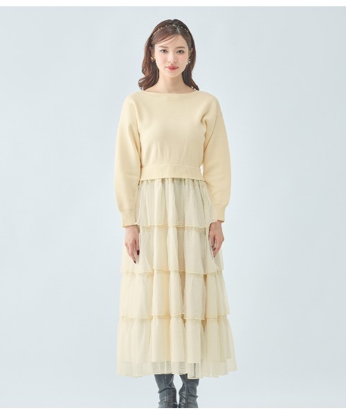 PEACH JOHN(ピーチジョン)の「ティアードコンビニットワンピース(ワンピース・レディース・アイボリー/ブラック・ONE SIZE)」の7枚目の写真