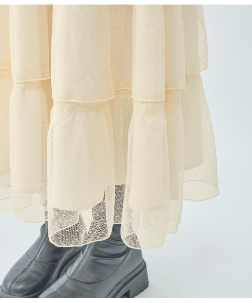 PEACH JOHN(ピーチジョン)の「ティアードコンビニットワンピース(ワンピース・レディース・アイボリー/ブラック・ONE SIZE)」の14枚目の写真