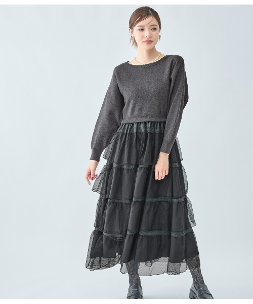 PEACH JOHN(ピーチジョン)の「ティアードコンビニットワンピース(ワンピース・レディース・アイボリー/ブラック・ONE SIZE)」の17枚目の写真