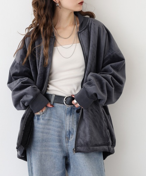 FUNALIVE(ファンアライブ)の「裏シャギーボンディング ベロア MA-1タイプ ZIPブルゾン(ブルゾン・メンズ・ブラック/チャコールグレー/ライトブラウン・L/LL/M)」の20枚目の写真
