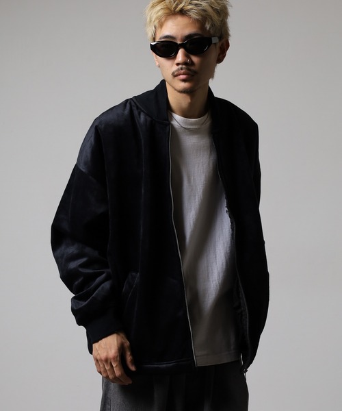 FUNALIVE(ファンアライブ)の「裏シャギーボンディング ベロア MA-1タイプ ZIPブルゾン(ブルゾン・メンズ・ブラック/チャコールグレー/ライトブラウン・L/LL/M)」の6枚目の写真