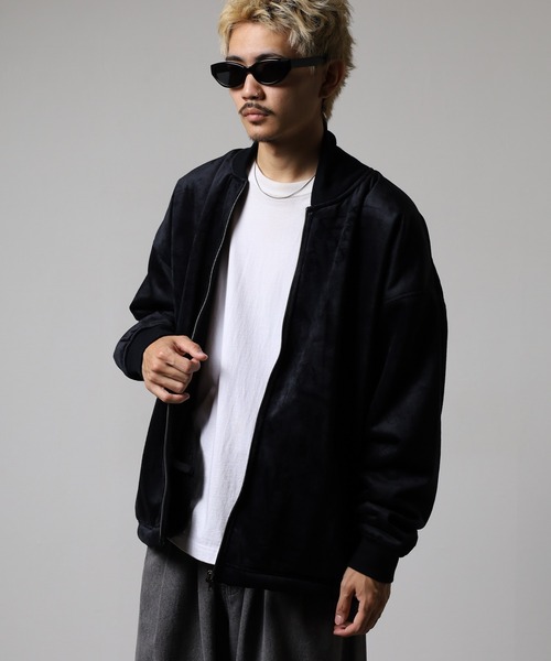 FUNALIVE(ファンアライブ)の「裏シャギーボンディング ベロア MA-1タイプ ZIPブルゾン(ブルゾン・メンズ・ブラック/チャコールグレー/ライトブラウン・L/LL/M)」の4枚目の写真
