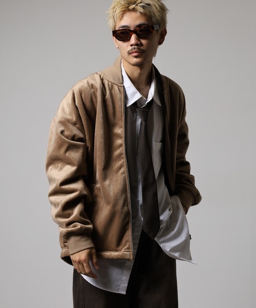 FUNALIVE(ファンアライブ)の「裏シャギーボンディング ベロア MA-1タイプ ZIPブルゾン(ブルゾン・メンズ・ブラック/チャコールグレー/ライトブラウン・L/LL/M)」の14枚目の写真